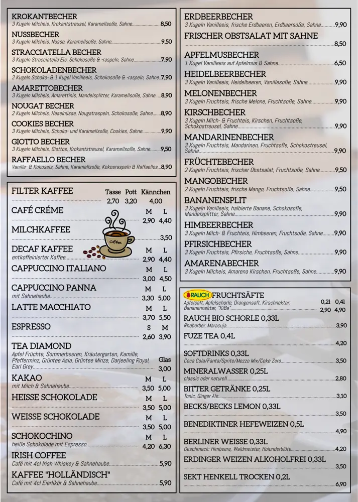 Eiskarte der Eisbar Rokoko, Seite 2